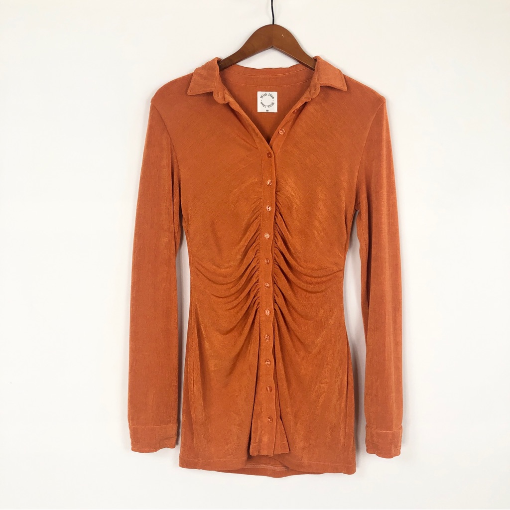 With Jean Andy Mini Dress Collared Body Con Orange Size Xs